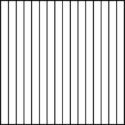 Lignes verticales noires régulièrement espacées sur un fond blanc, créant une illusion d'optique d'épaisseur variable, ressemblant aux motifs complexes des muraux contemporains.